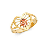 14K Two Tone 12mm Assorted Fancy Flower Ring