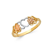 Load image into Gallery viewer, 14K Tri Color 6mm Fancy Heart Ring - silverdepot