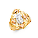14K Tri Color 19mm Our Lady of Guadalupe Ring