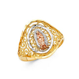 14K Tri Color 16mm Our Lady of Guadalupe Ring