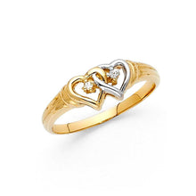 Load image into Gallery viewer, 14K Two Tone 7mm Clear CZ Assorted Fancy Heart Ring - silverdepot