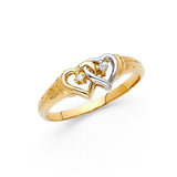 14K Two Tone 7mm Clear CZ Assorted Fancy Heart Ring