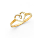 14K Yellow Gold 8mm Clear CZ Assorted Heart Ring