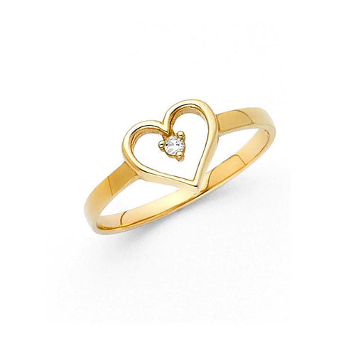 14K Yellow Gold 8mm Clear CZ Assorted Heart Ring