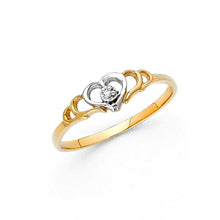 Load image into Gallery viewer, 14K Two Tone 5mm Clear CZ Assorted Fancy Heart Ring - silverdepot