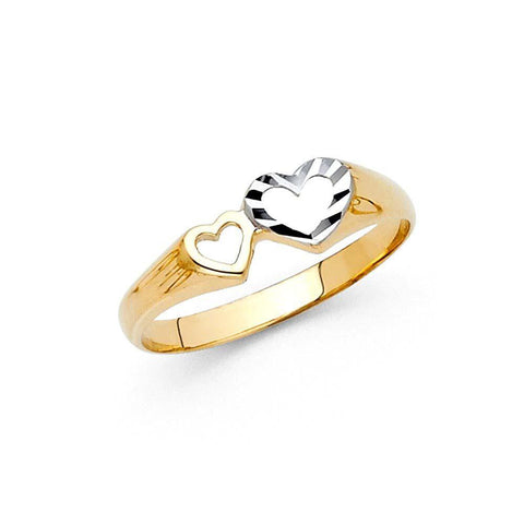 14K Two Tone 6mm Assorted Fancy Heart Ring