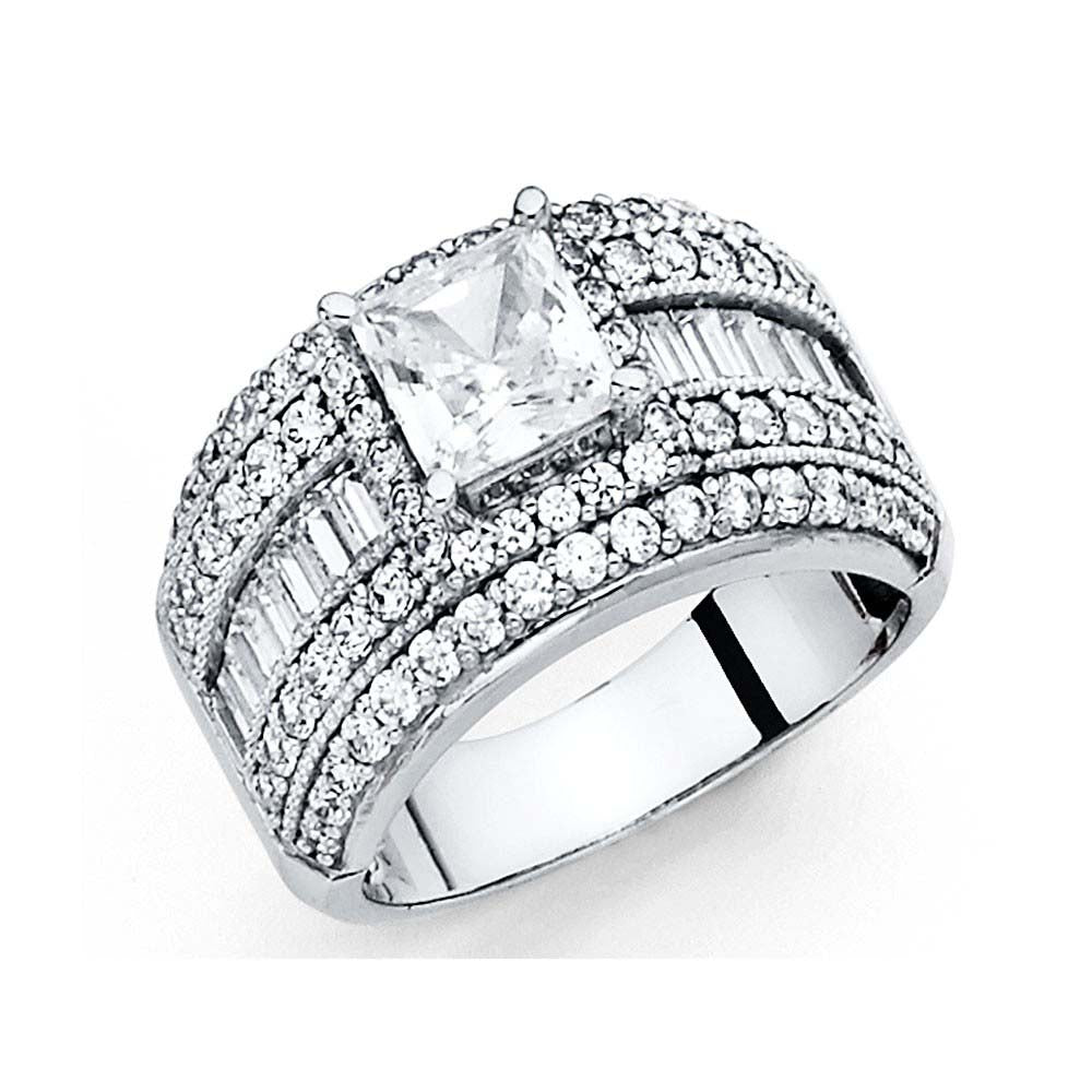 14K White Gold Polished Clear CZ Engagement Ring