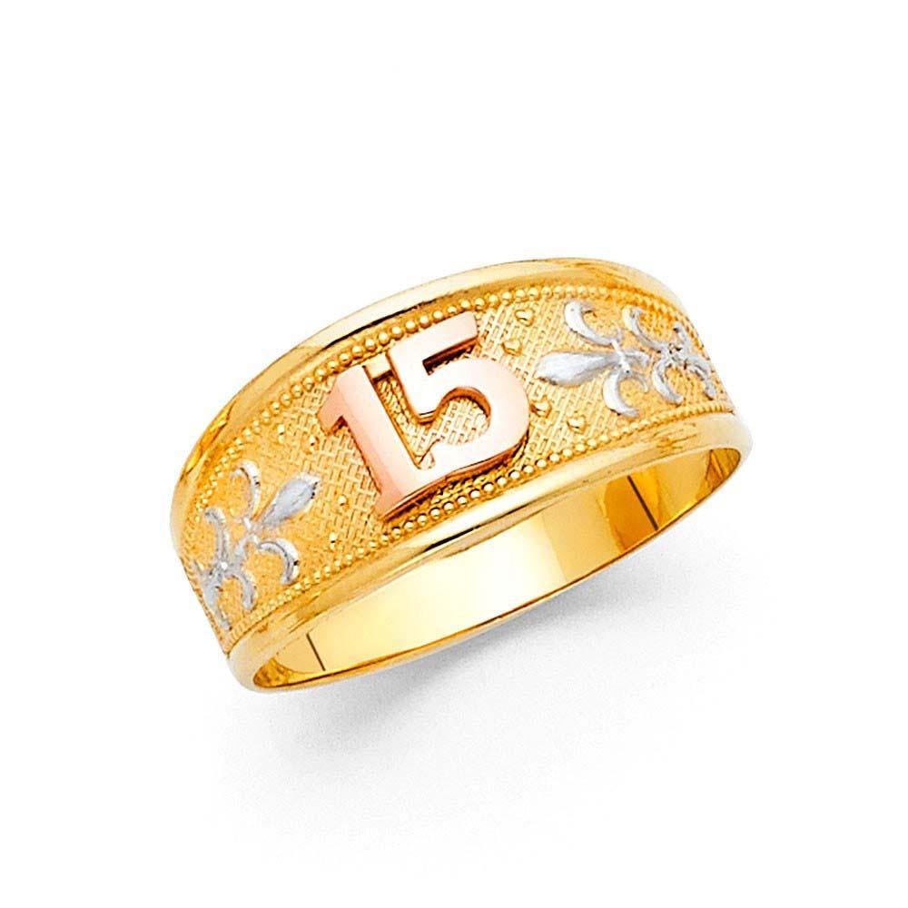 14K Two Tone 8mm 15 Years Ring