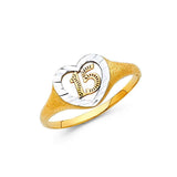 14K Tri Color 10mm 15 Years Clear CZ Heart Ring