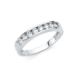 14K White Gold 3mm Clear CZ Ladies Wedding Band