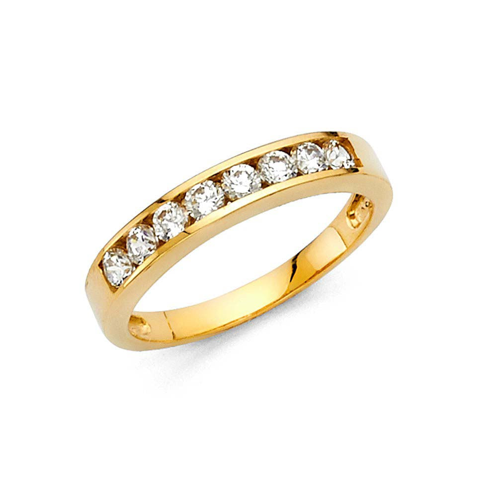 14K Yellow Gold 3mm Clear CZ Ladies Wedding Band