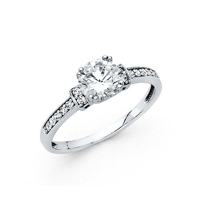 14K White Gold 2.5mm Round CZ Engagement Ring