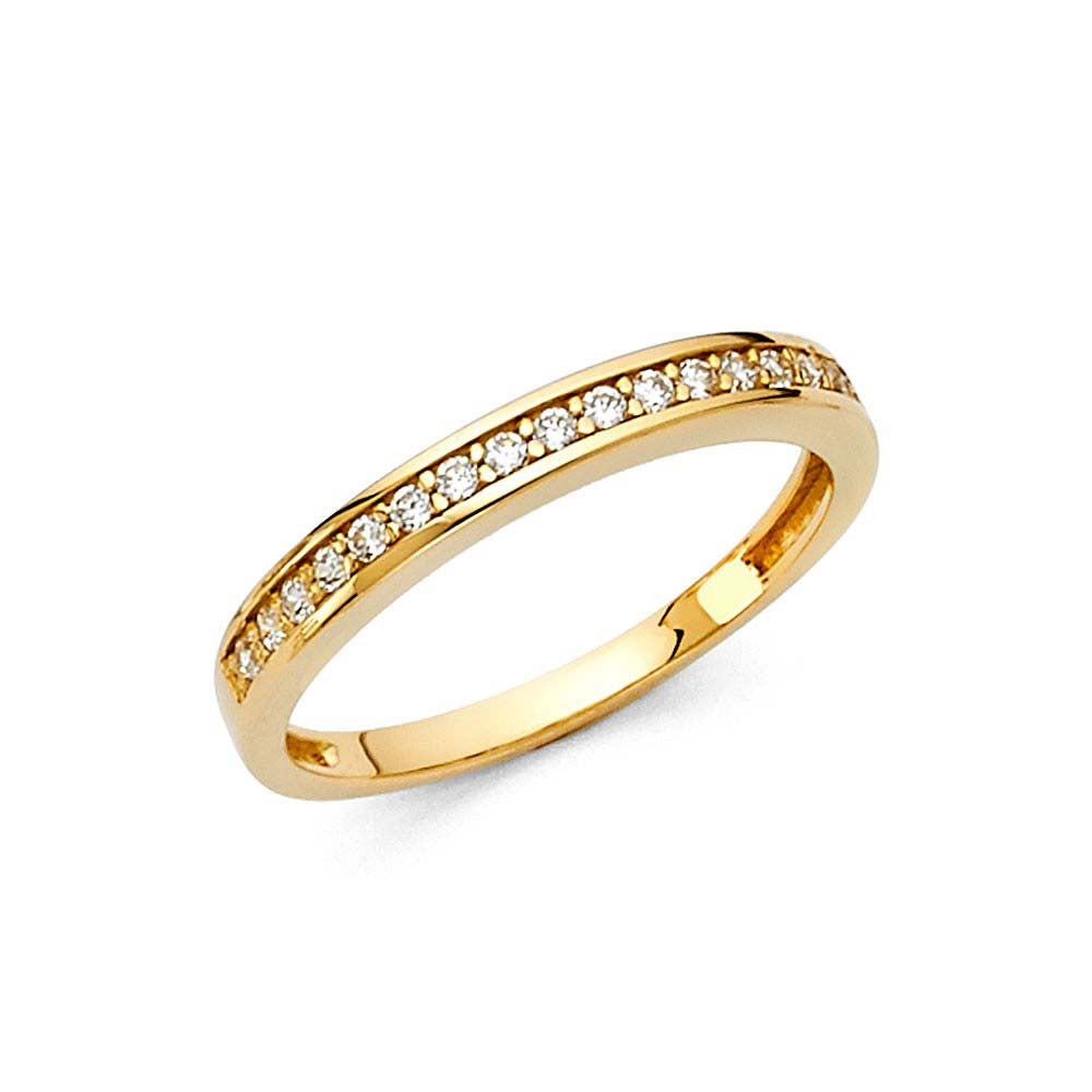 14K Yellow Gold 3mm Clear CZ Ladies Wedding Band