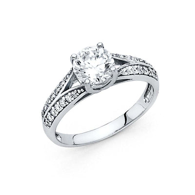 14K White Gold 5mm Round CZ Engagement Ring