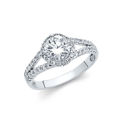 14K White Gold 6mm Round CZ Engagement Ring