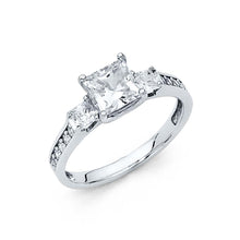 Load image into Gallery viewer, 14K White Gold Polished Clear CZ Engagement Ring