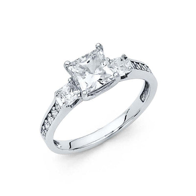 14K White Gold Polished Clear CZ Engagement Ring
