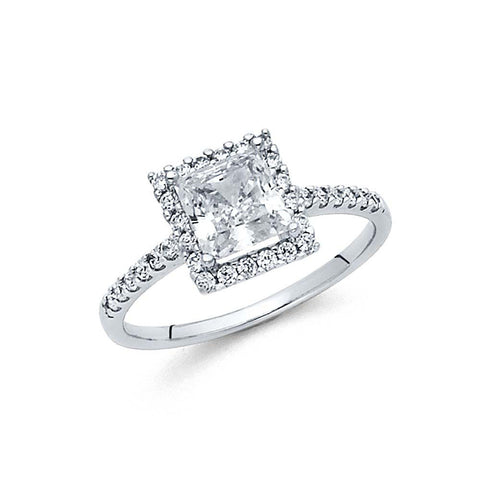 14K White Gold 2.5mm Round CZ Engagement Ring