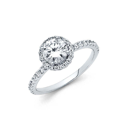 14K White Gold 1.5mm Round CZ Engagement Ring