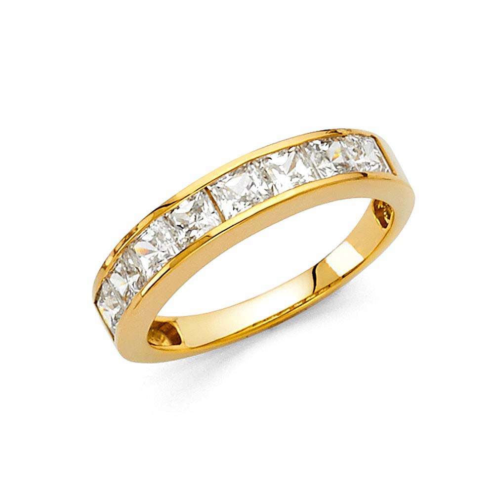 14K Yellow Gold 3.5mm Clear CZ Ladies Wedding Band