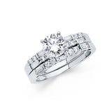 14K White Gold Round 3mm CZ Ladies Wedding Ring---Wedding Band and Engagement Ring are sold separately