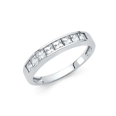 14K White Gold 3.5mm Clear CZ Ladies Wedding Band