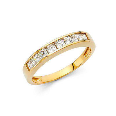 14K Yellow Gold 3.5mm Clear CZ Ladies Wedding Band