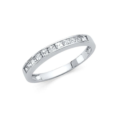 14K White Gold 2mm Clear CZ Ladies Wedding Band