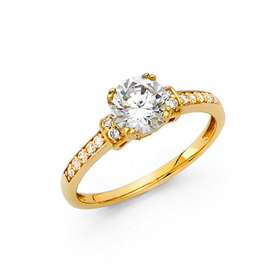 14K Yellow Gold 2.5mm Round CZ Engagement Ring