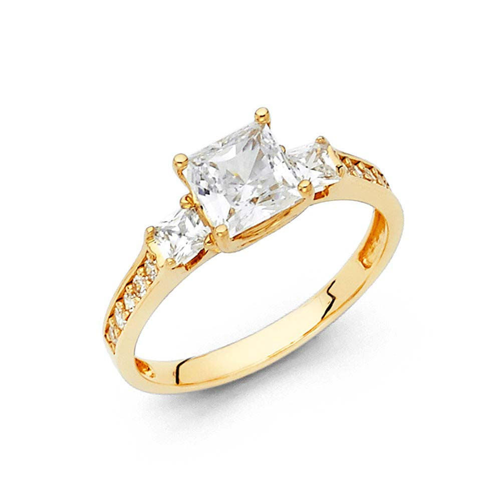 14K Yellow Gold Polished Clear CZ Engagement Ring