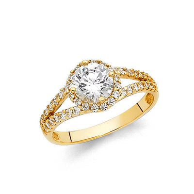 14K Yellow Gold 6mm Round CZ Engagement Ring
