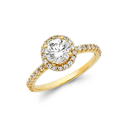 14K Yellow Gold 1.5mm Round CZ Engagement Ring