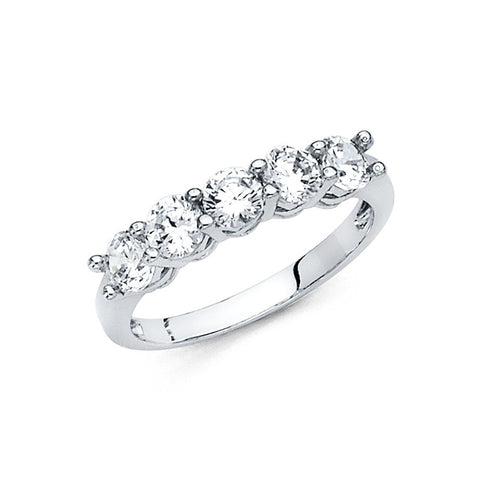 14K White CZ Ladies Wedding Band