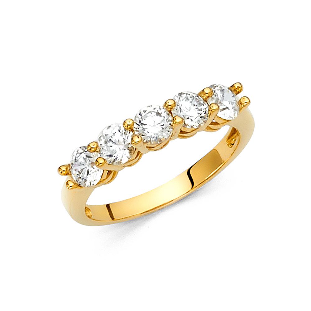 14K Yellow CZ Ladies Wedding Band