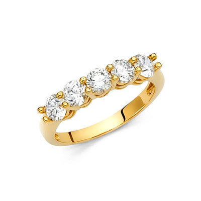 14K Yellow CZ Ladies Wedding Band