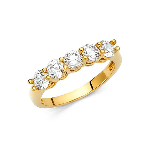 14K Yellow CZ Ladies Wedding Band