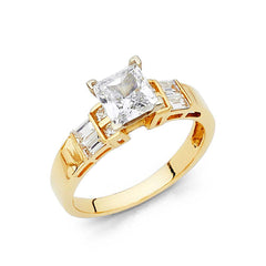 14K Yellow Gold Polished Clear CZ Engagement Ring