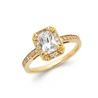 14K Yellow Gold 2.5mm Round CZ Engagement Ring