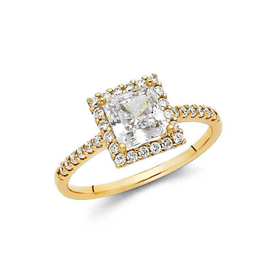 14K Yellow Gold 1.5mm Round CZ Engagement Ring