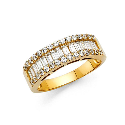 14K Yellow Gold 7mm Clear CZ Ladies Wedding Band