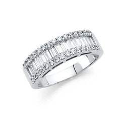 14K White Gold 7mm Clear CZ Ladies Wedding Band