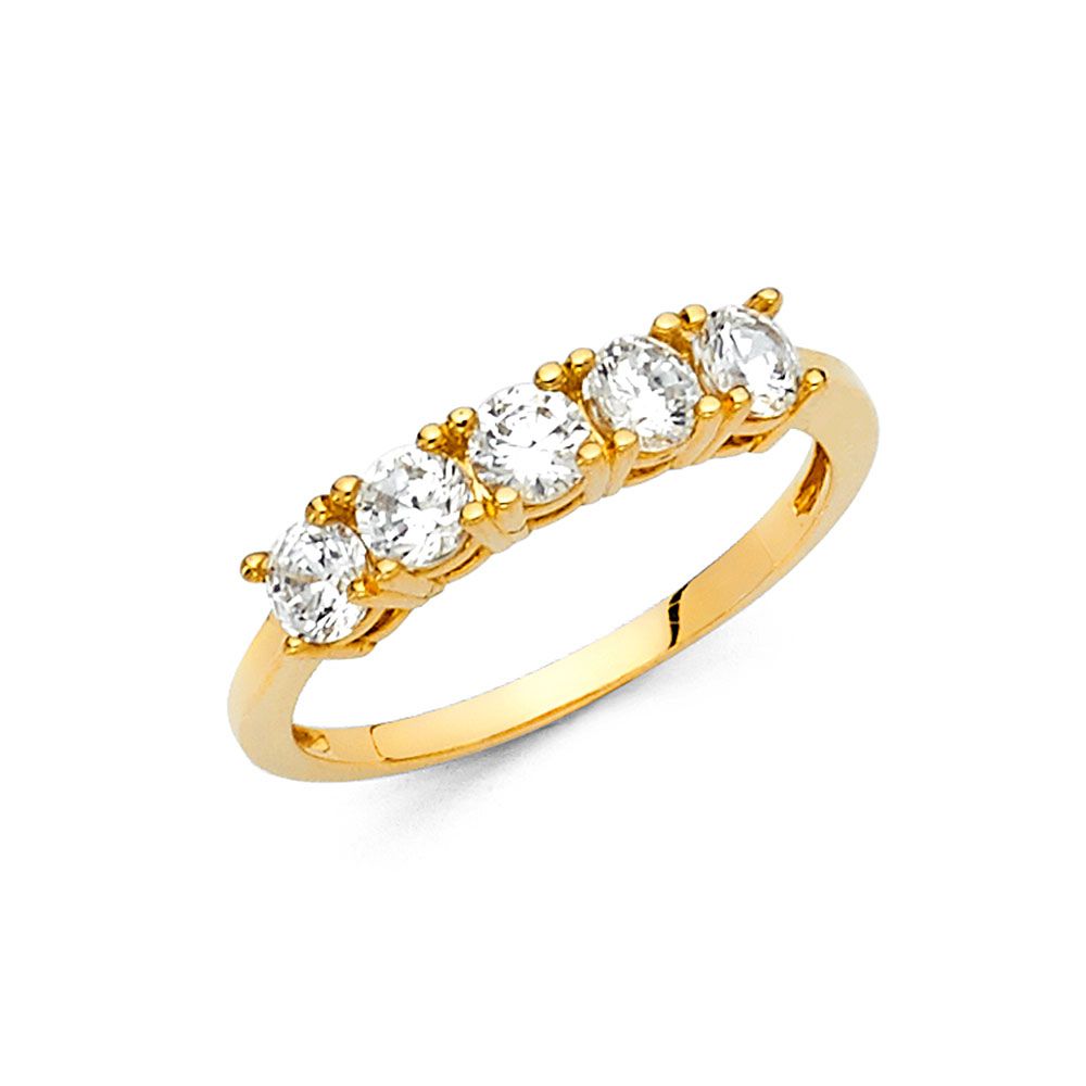 14K Yellow CZ Ladies Wedding Band