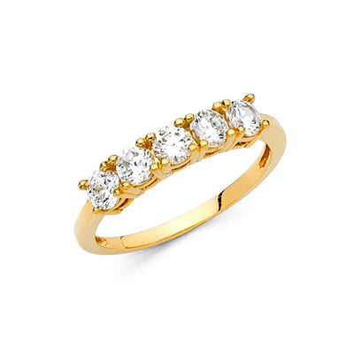 14K Yellow CZ Ladies Wedding Band