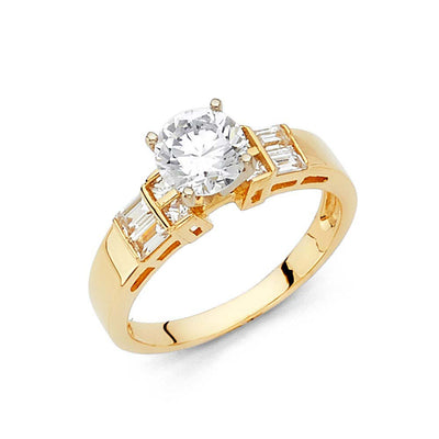 14K Yellow Gold Polished Clear CZ Engagement Ring