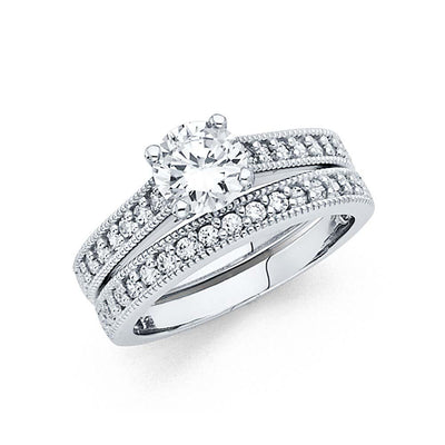 14K White Gold Round 2.5mm CZ Ladies Wedding Ring--Wedding Band And Engagement Ring are sold Separately