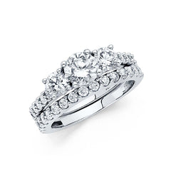14K White Gold Round 2.5mm CZ Ladies Wedding Ring--Engagement ring and Wedding Band are Sold Separately