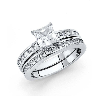 14K White Gold 2.5mm Round CZ Ladies Wedding Ring--Wedding Band and Engagement Ring are sold Separately