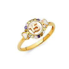 Load image into Gallery viewer, 14K Two Tone 9mm Multi Color CZ 15 Years Ring - silverdepot