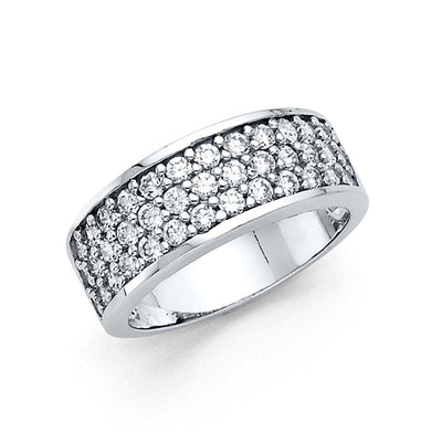 14K White Gold 7.5mm Clear CZ Ladies Wedding Band