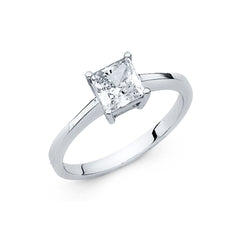 14K White CZ Engagement Ring